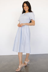 Farrah Smocked Midi Dress | Light Blue - Baltic Born