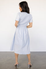 Farrah Smocked Midi Dress | Light Blue - Baltic Born