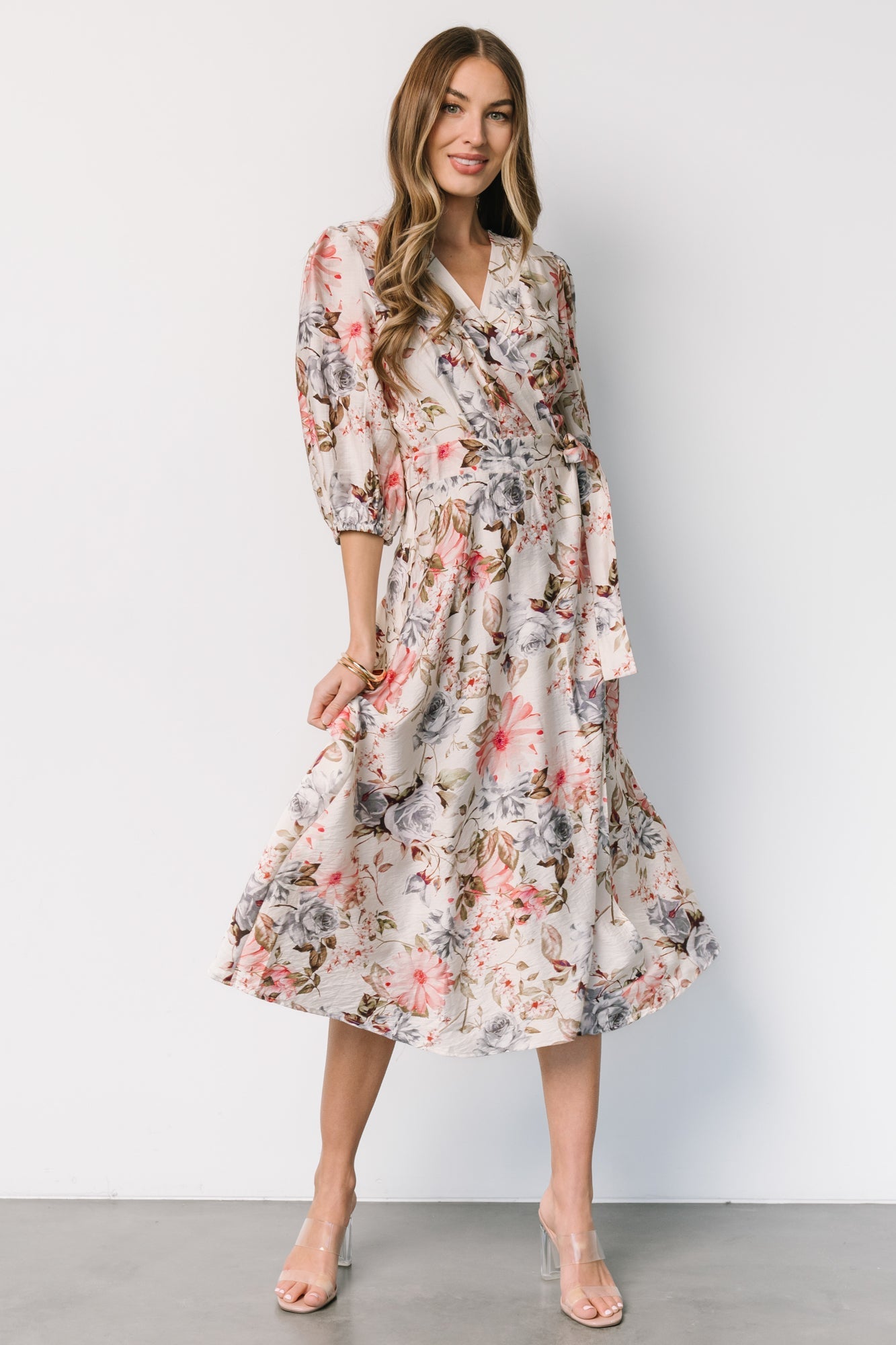 Fiorina Wrap Midi Dress | Ivory Multi Floral - Baltic Born