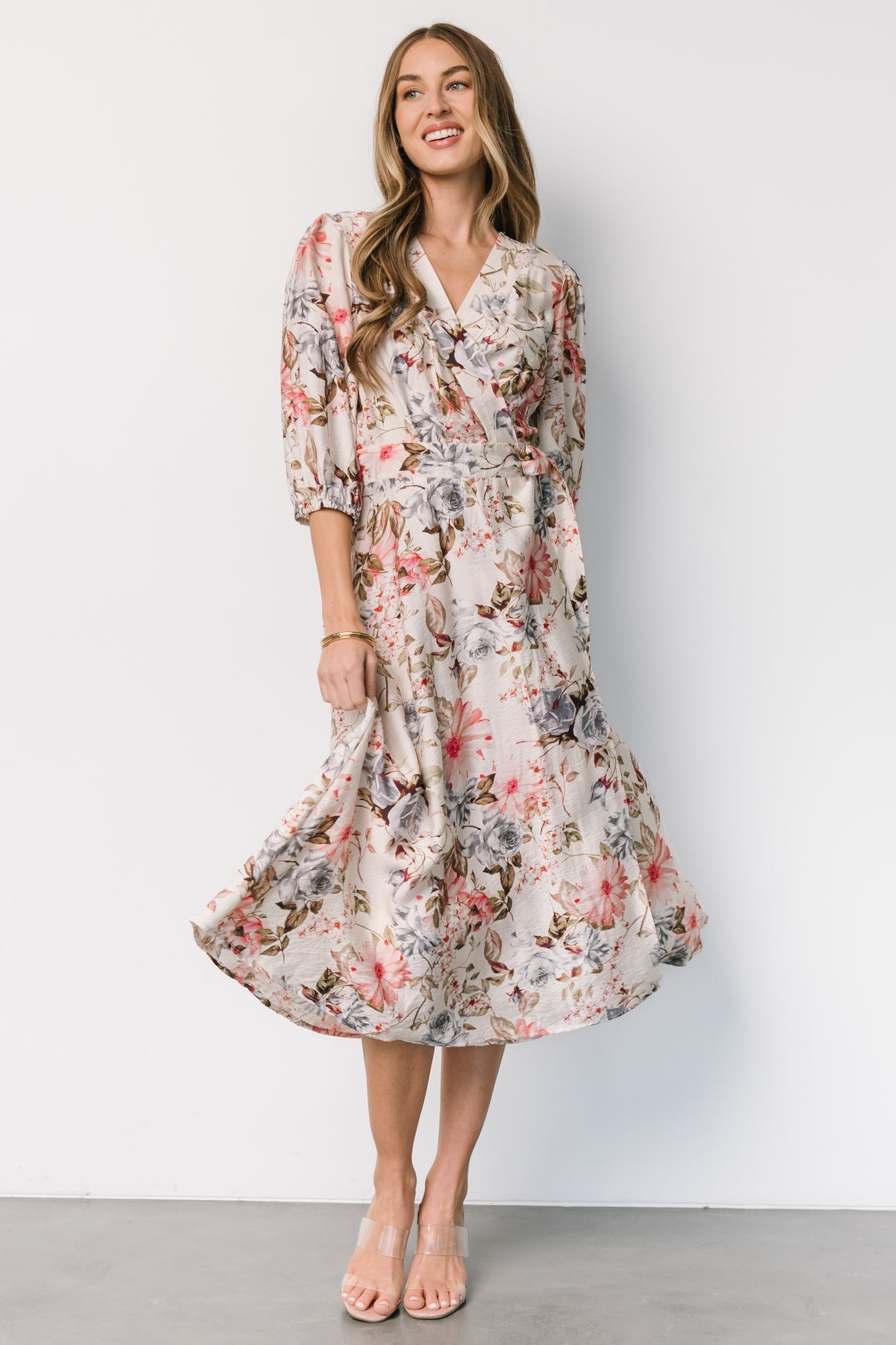 Fiorina Wrap Midi Dress | Ivory Multi Floral - Baltic Born