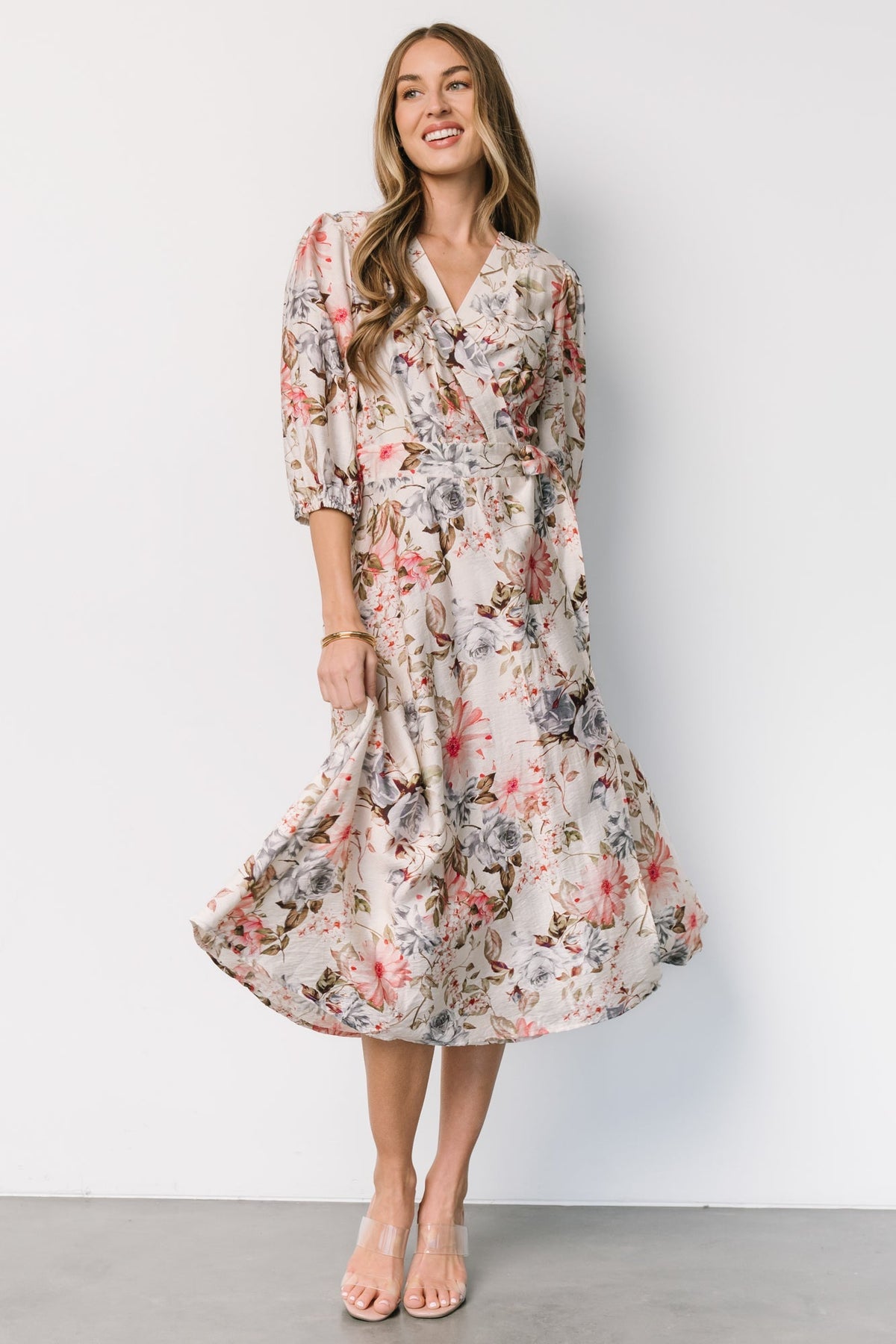 Fiorina Wrap Midi Dress | Ivory Multi Floral - Baltic Born