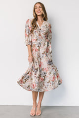 Fiorina Wrap Midi Dress | Ivory Multi Floral - Baltic Born