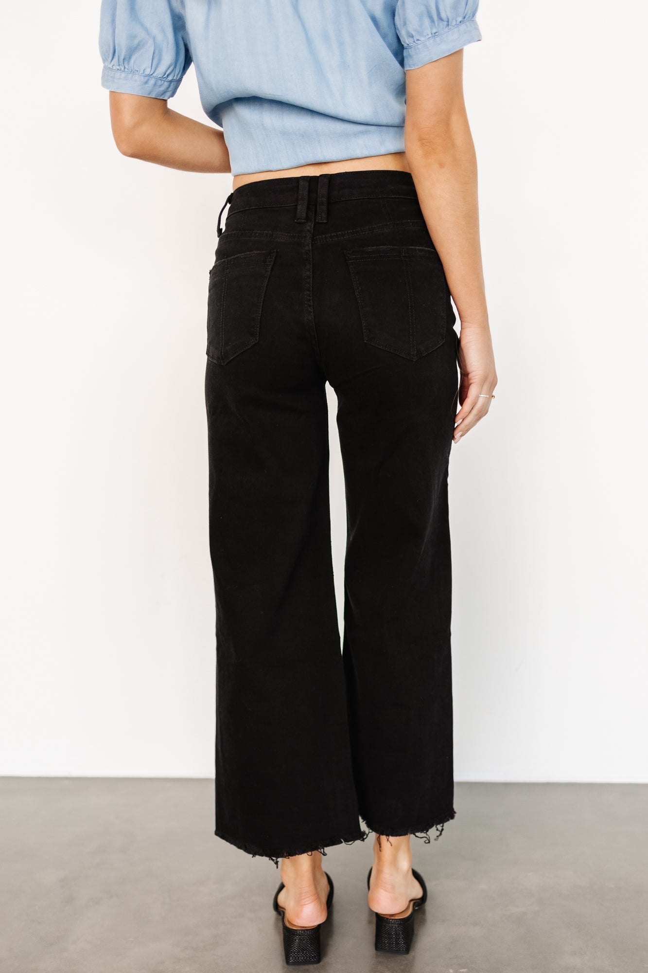 Georgie High Rise Wide Leg Jeans | Black - Baltic Born