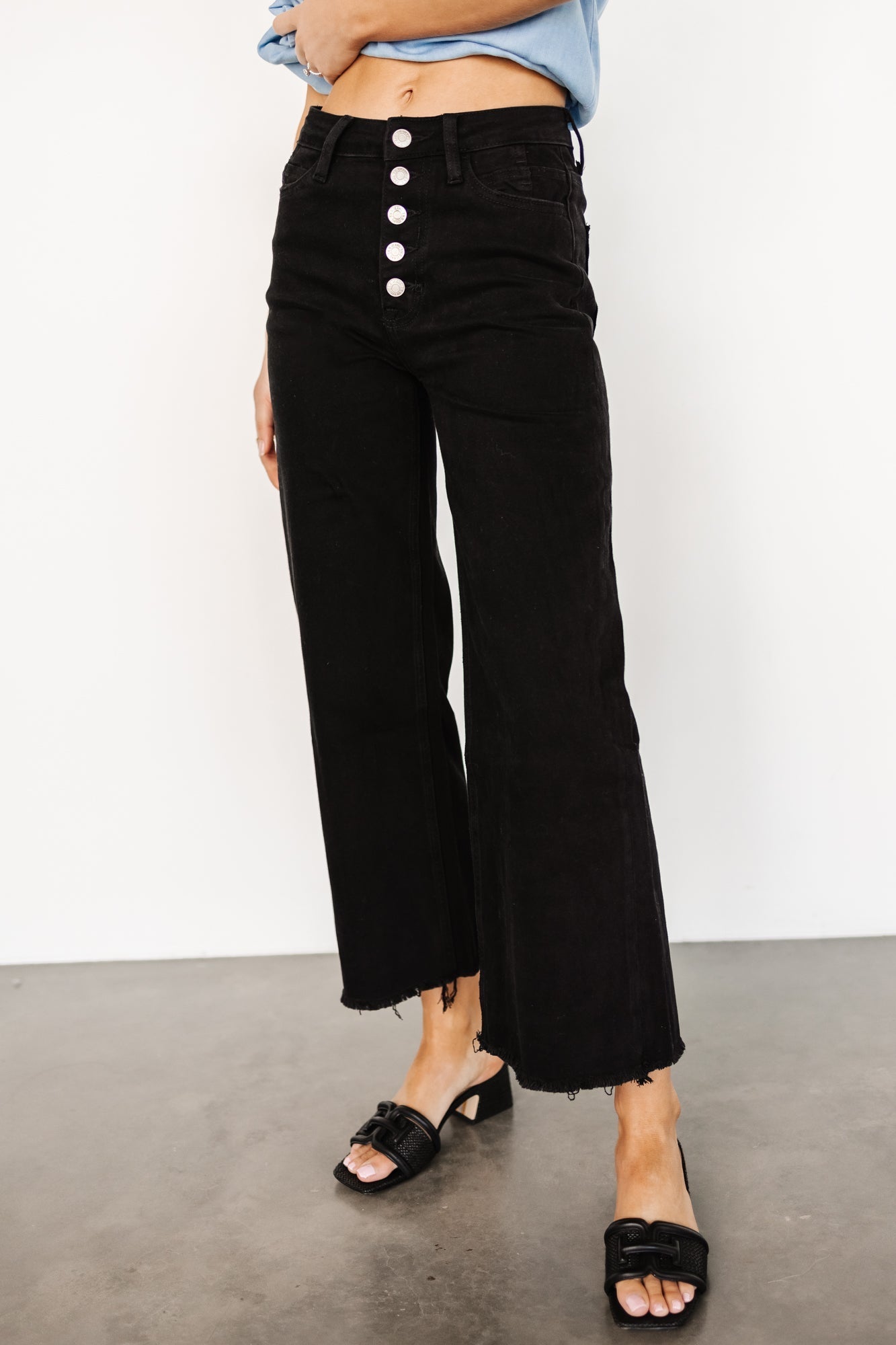 Georgie High Rise Wide Leg Jeans | Black - Baltic Born