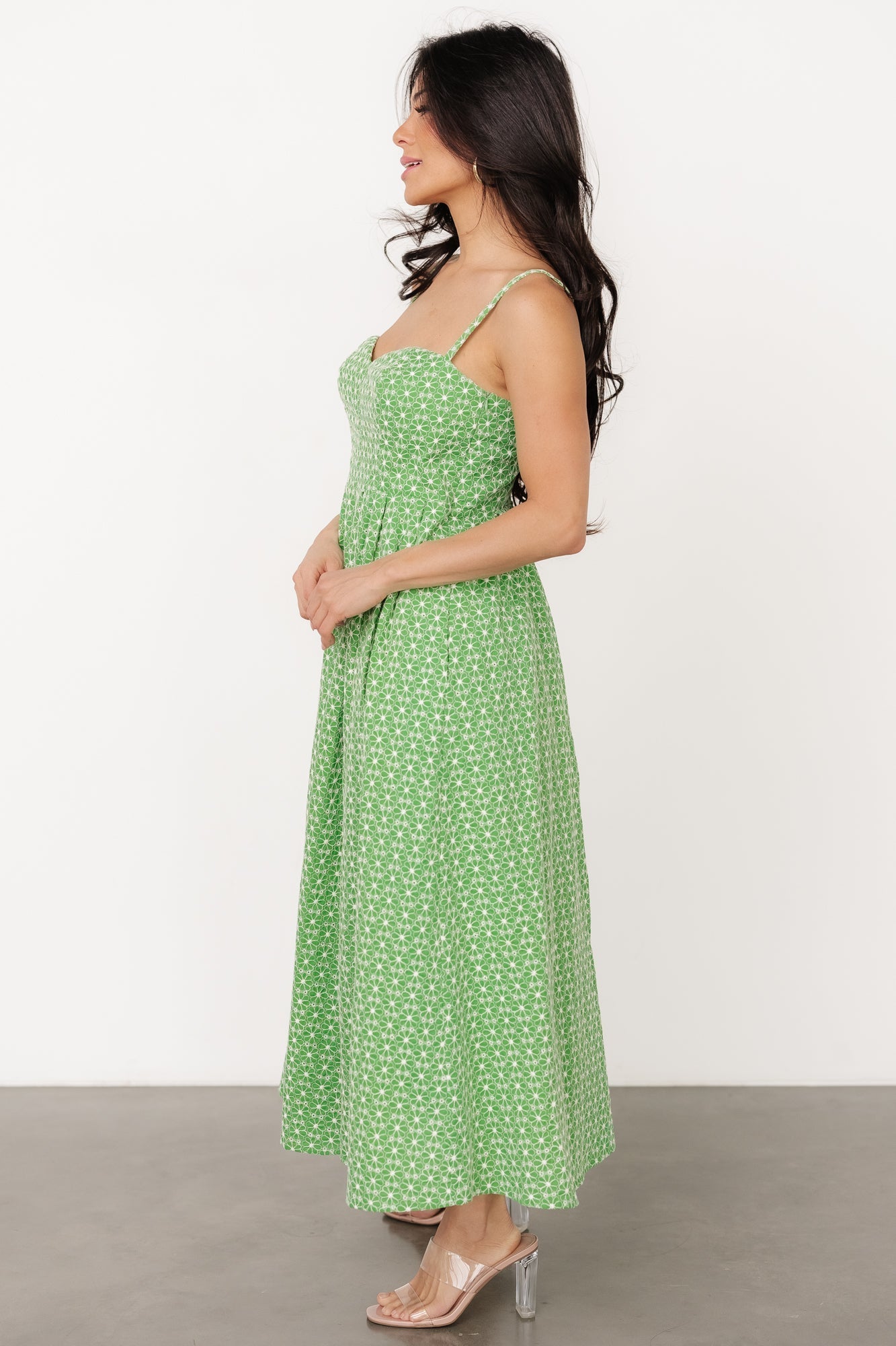 Gracelyn Embroidered Sweetheart Dress | Green Floral - Baltic Born