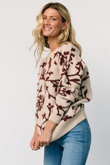 Hallstatt Sweater | Beige + Merlot Print - Baltic Born