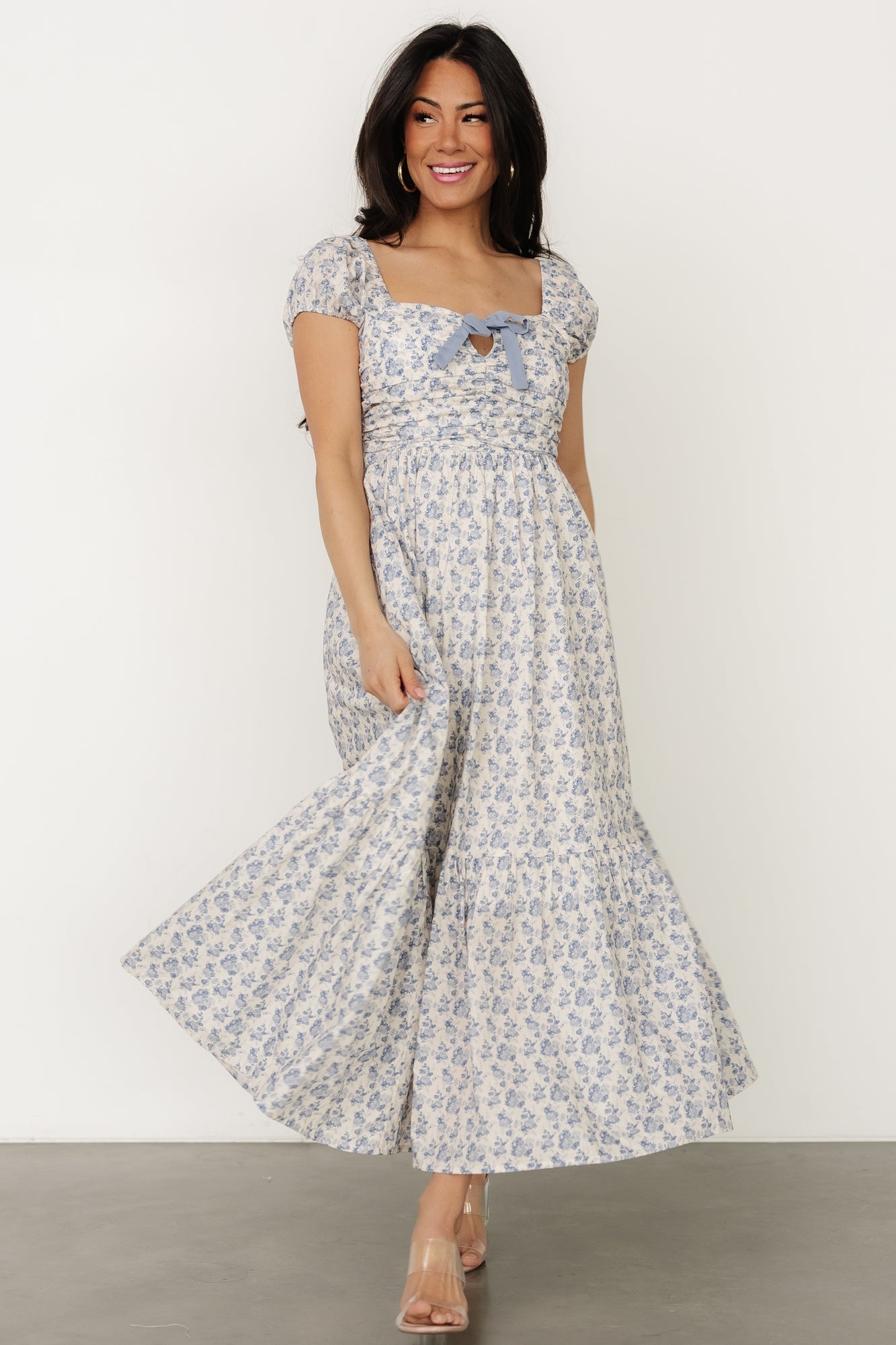 Haven Bow Dress | Ivory + Blue Floral - Baltic Born