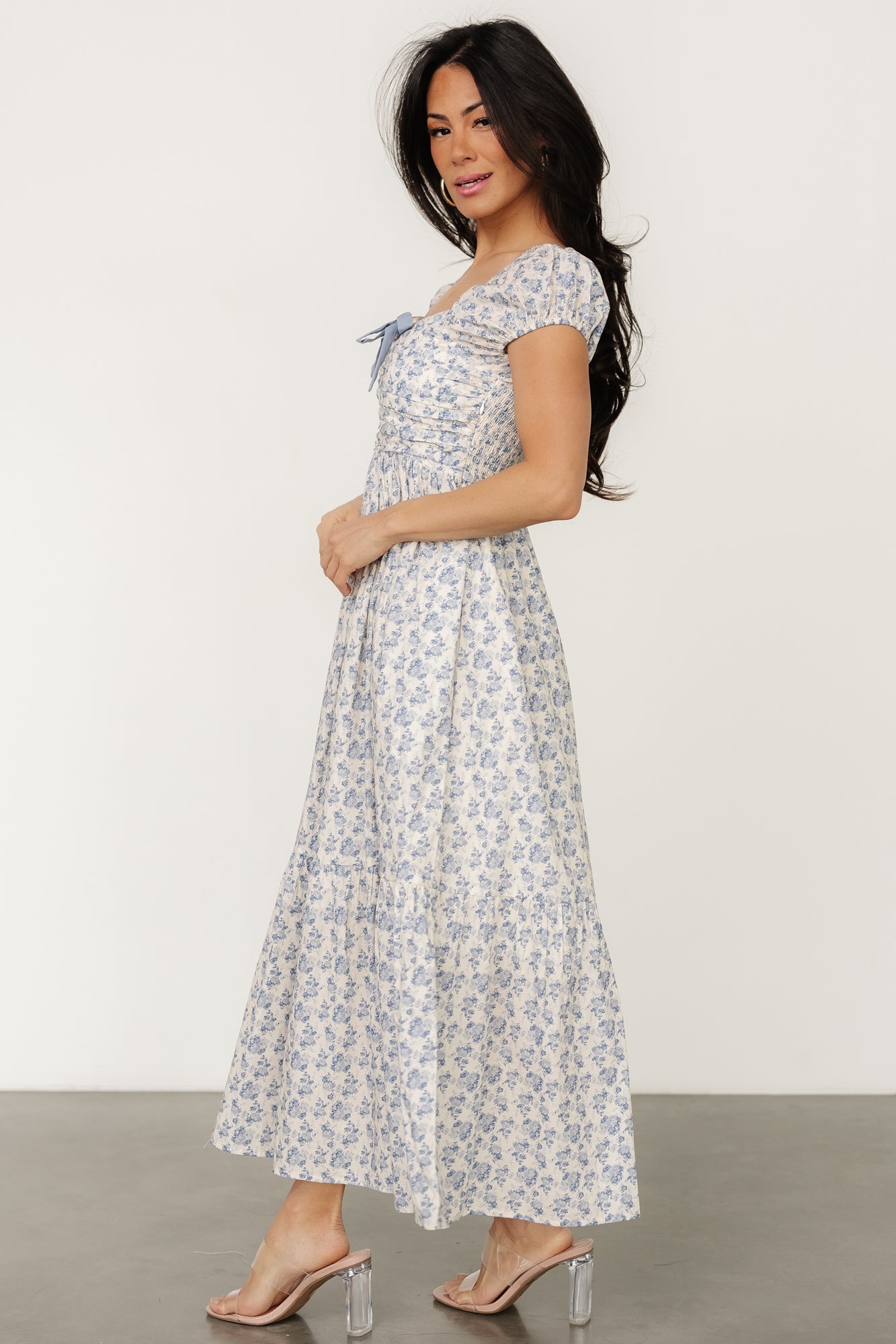 Haven Bow Dress | Ivory + Blue Floral - Baltic Born