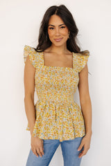 Ida Peplum Top | Golden Multi Floral - Baltic Born