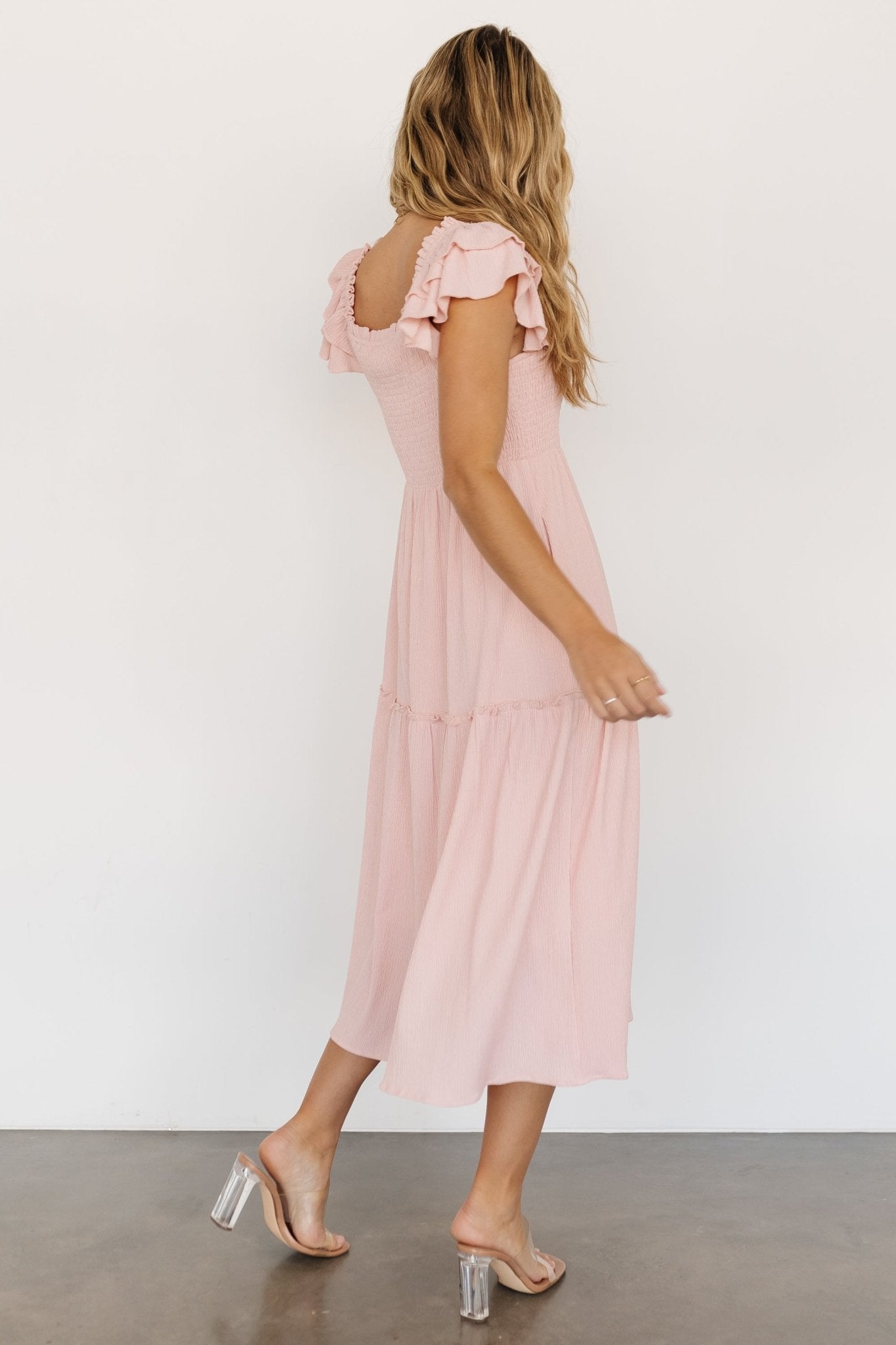 Jacie Smocked Midi Dress | Blush - Baltic Born