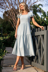 Jacie Smocked Midi Dress | Light Blue - Baltic Born