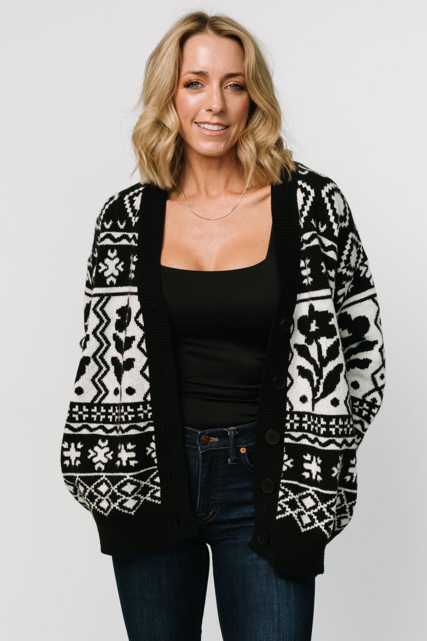 Jackson Oversized Cardigan | Black Print - Baltic Born