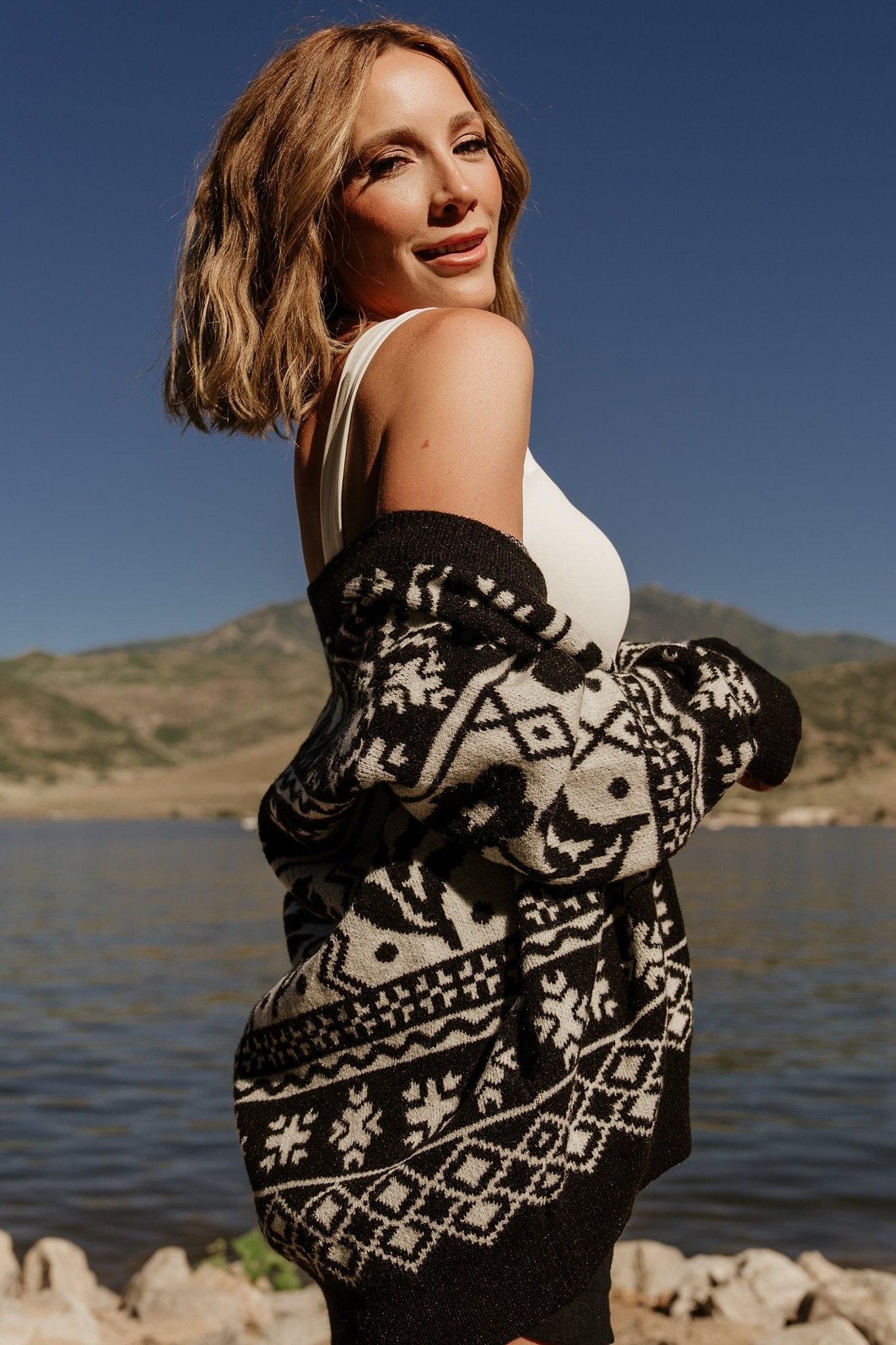 Jackson Oversized Cardigan | Black Print - Baltic Born