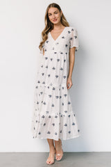 Jesenia Embroidered Dress | Off White + Navy - Baltic Born