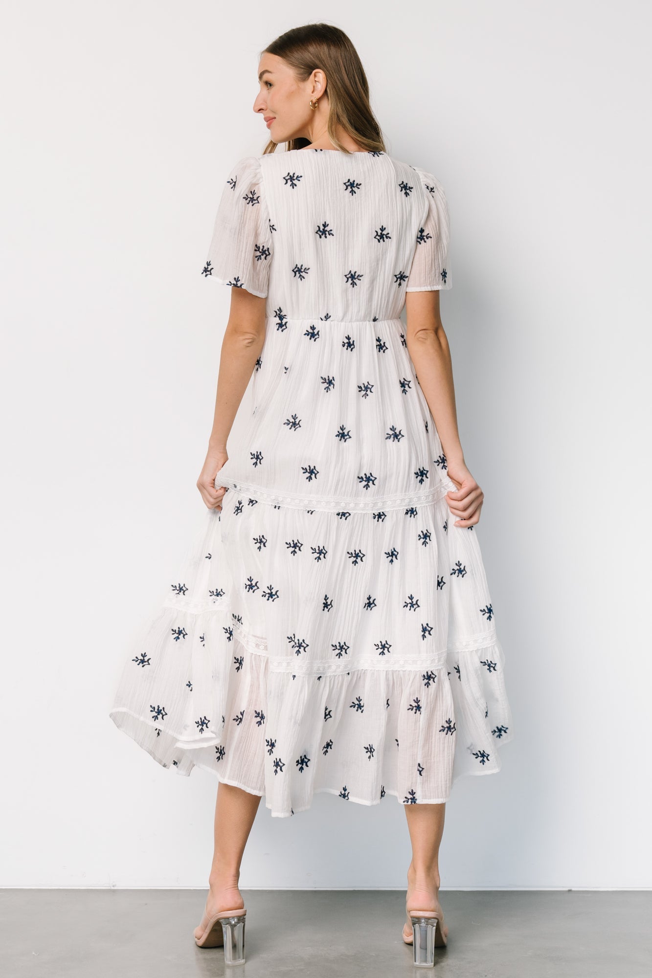 Jesenia Embroidered Dress | Off White + Navy - Baltic Born
