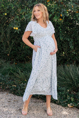 Joanie Smocked Dress | White + Sage - Baltic Born