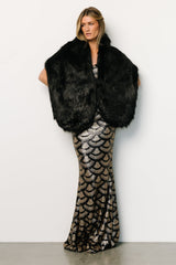Jovie Faux Fur Shawl | Black