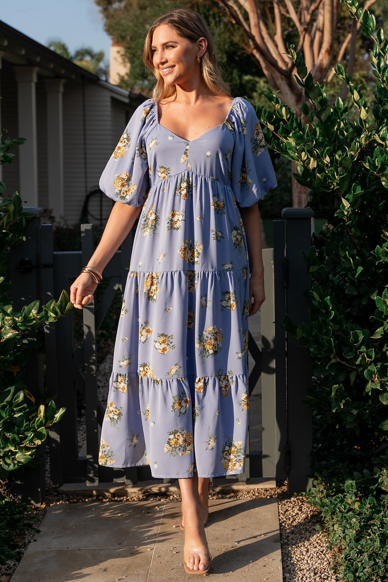 Judith Dress | Blue + Golden Floral - Baltic Born