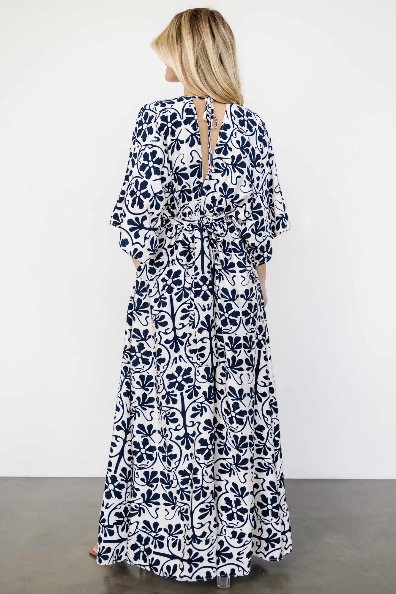 Juna Kimono Maxi Dress | Navy Print - Baltic Born