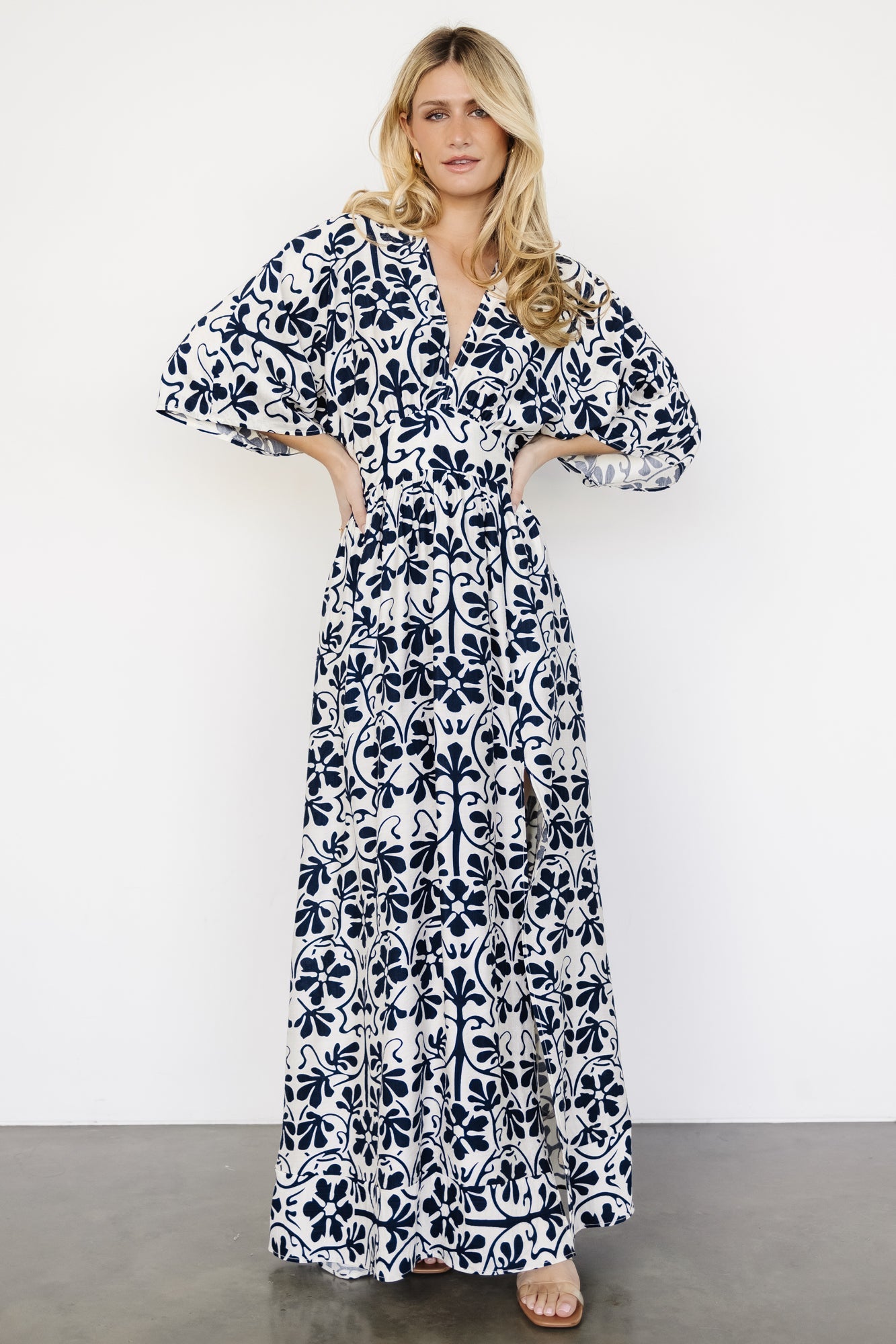 Juna Kimono Maxi Dress | Navy Print - Baltic Born