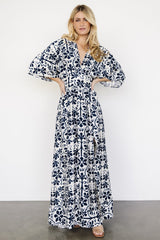 Juna Kimono Maxi Dress | Navy Print - Baltic Born