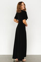 Katelyn Velvet Maxi Wrap Dress | Black - Baltic Born
