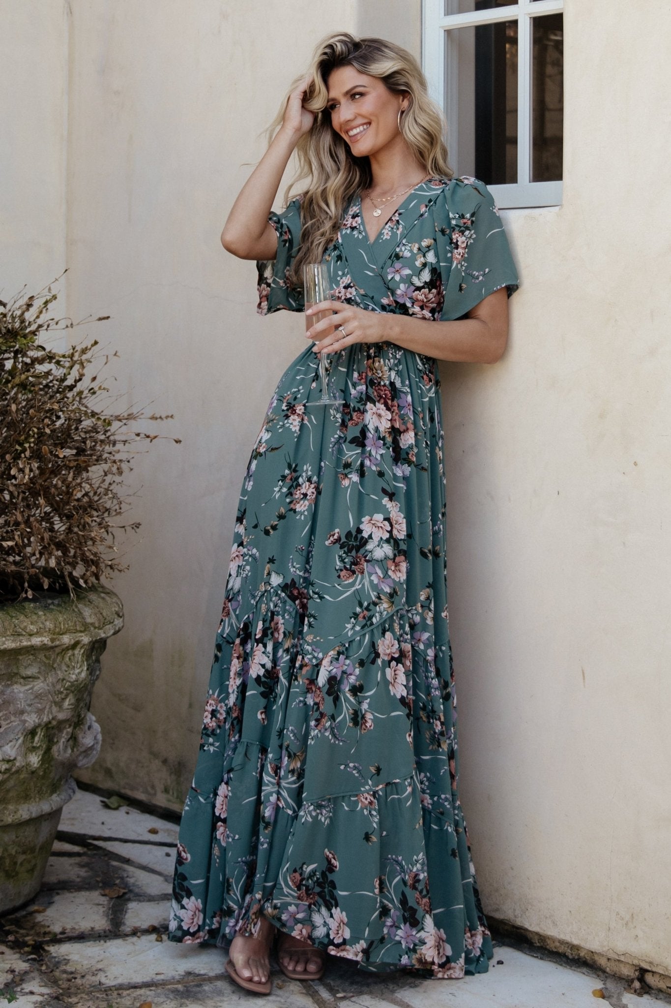 Katherine Maxi Dress | Dusty Green Floral - Baltic Born