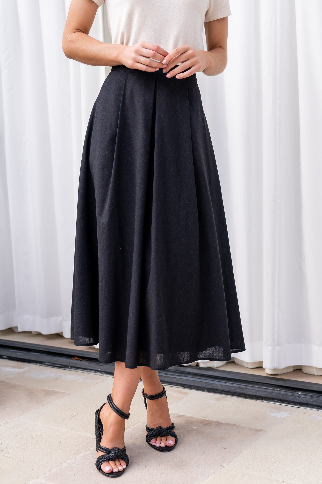 Katie Pleated Midi Skirt | Black - Baltic Born