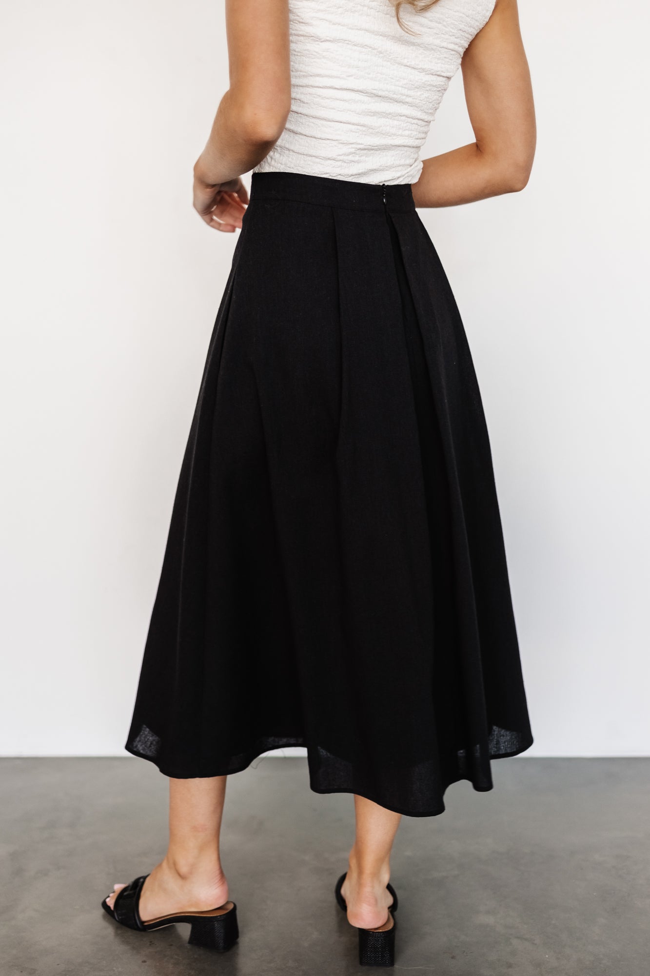 Katie Pleated Midi Skirt | Black - Baltic Born