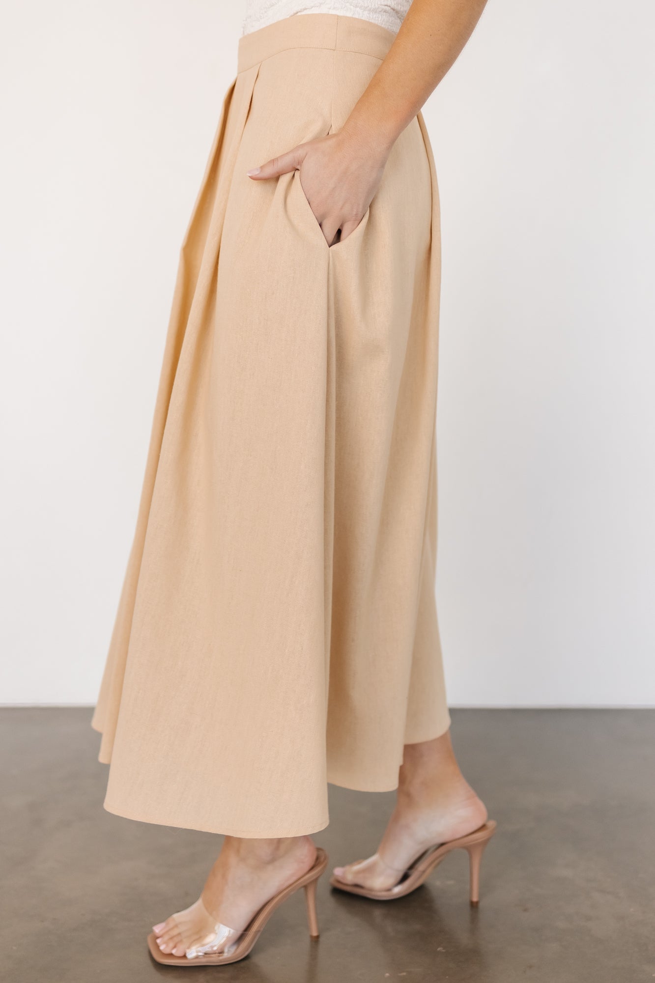 Katie Pleated Midi Skirt | Natural - Baltic Born