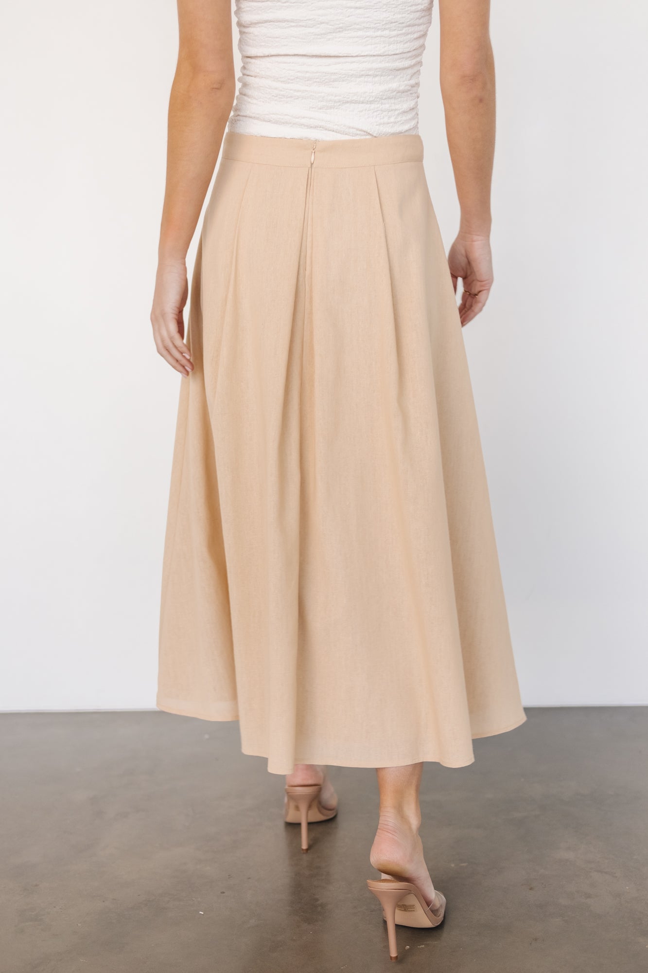 Katie Pleated Midi Skirt | Natural - Baltic Born