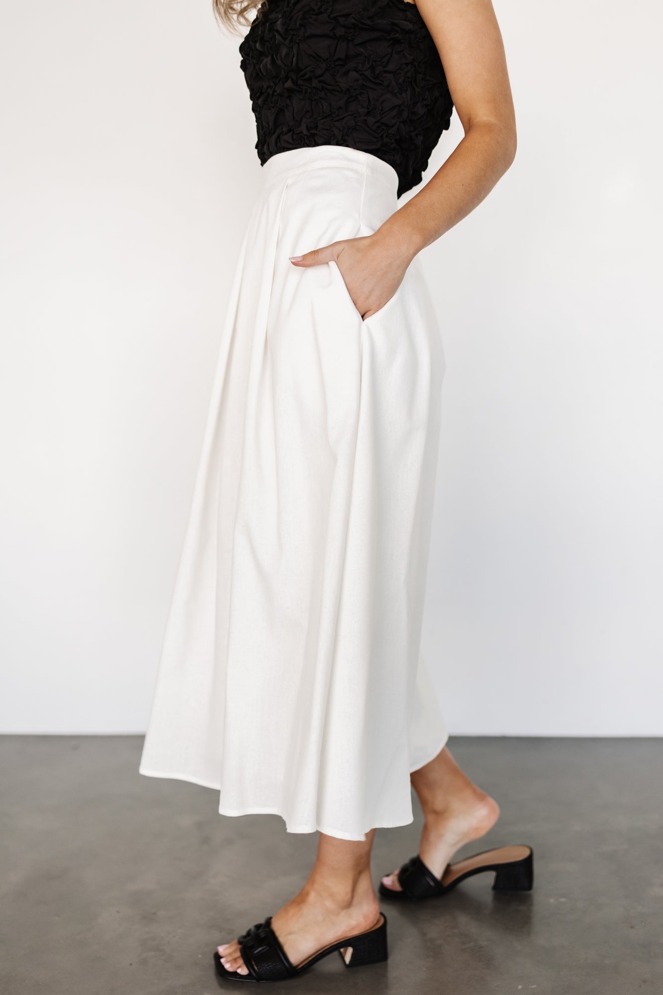 Katie Pleated Midi Skirt | Off White - Baltic Born