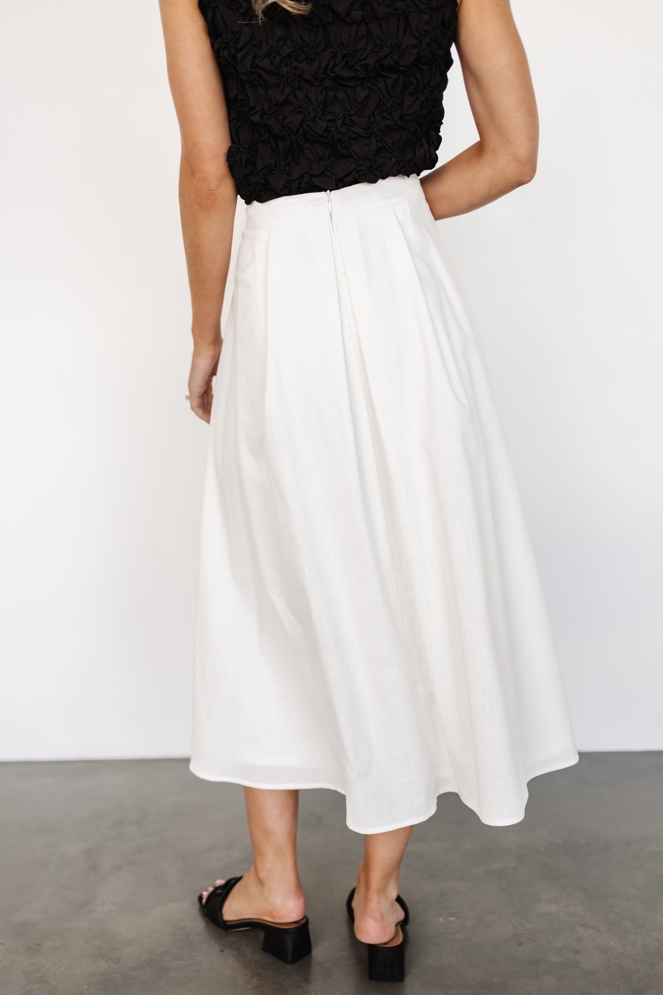 Katie Pleated Midi Skirt | Off White - Baltic Born