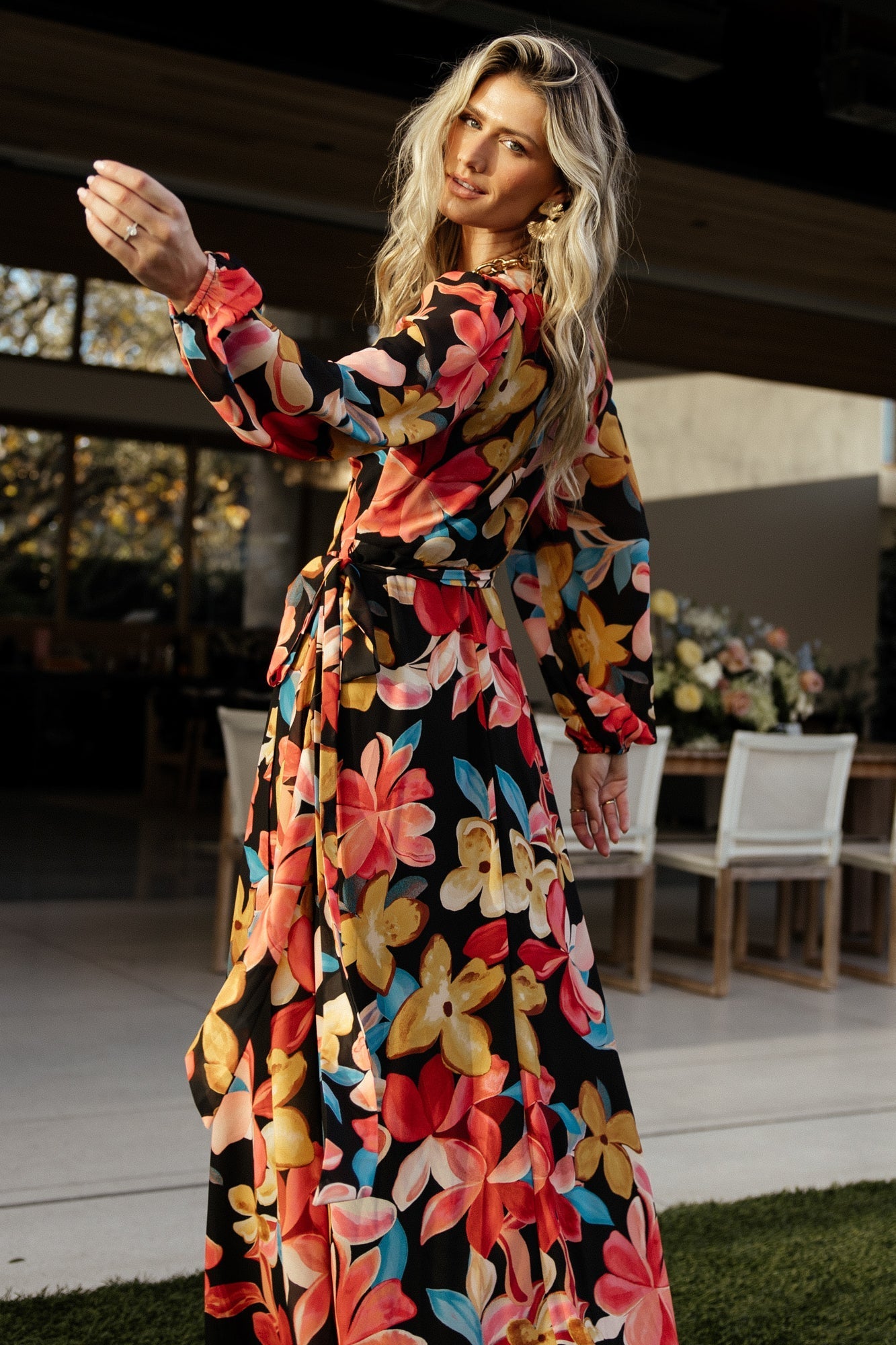 Katinka Wrap Maxi Dress | Tropical Night Floral - Baltic Born