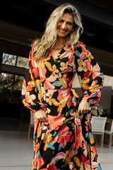 Katinka Wrap Maxi Dress | Tropical Night Floral - Baltic Born