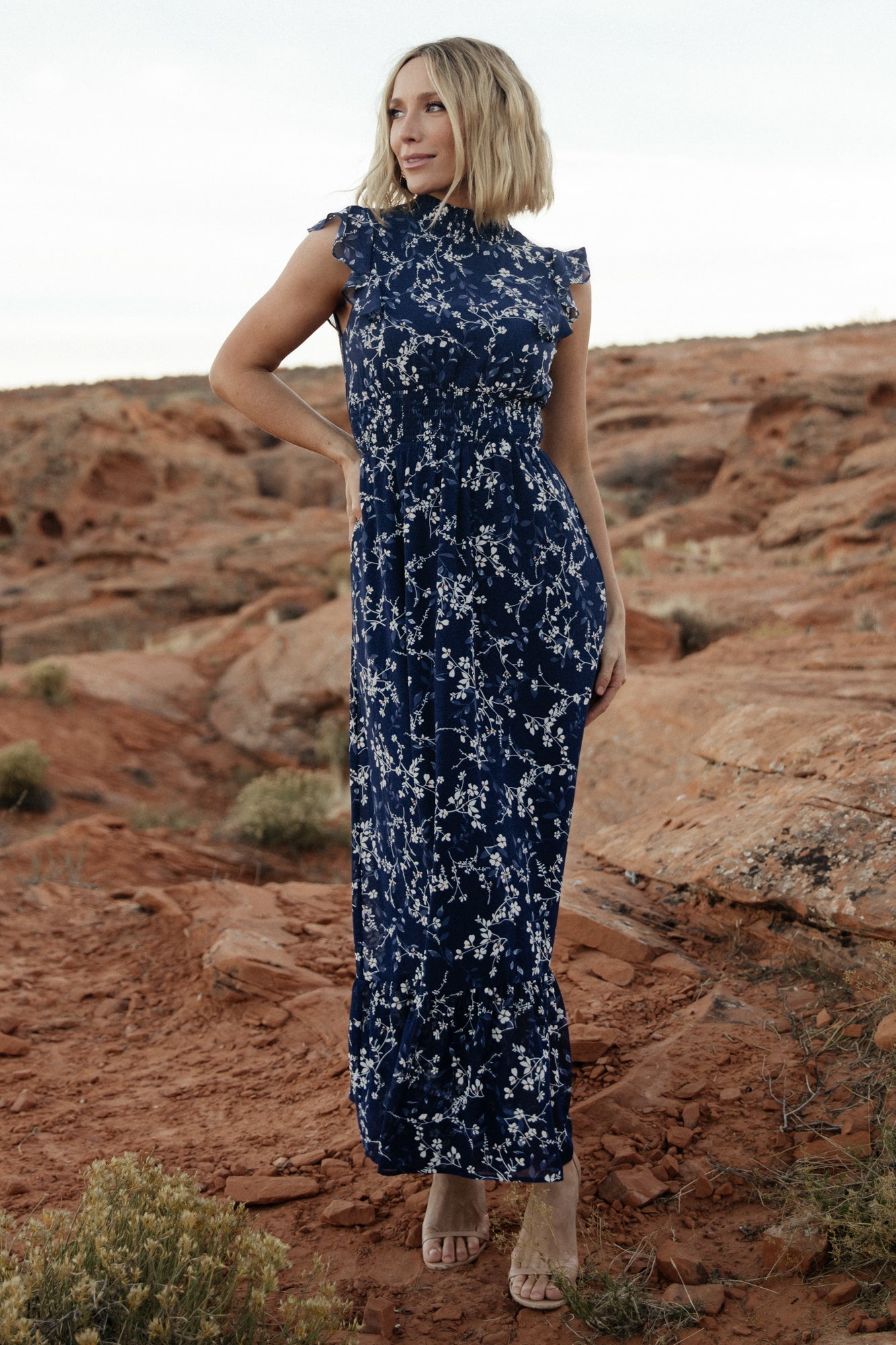 Kearny Ruffle Maxi Dress | Blue Floral - Baltic Born