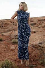 Kearny Ruffle Maxi Dress | Blue Floral - Baltic Born