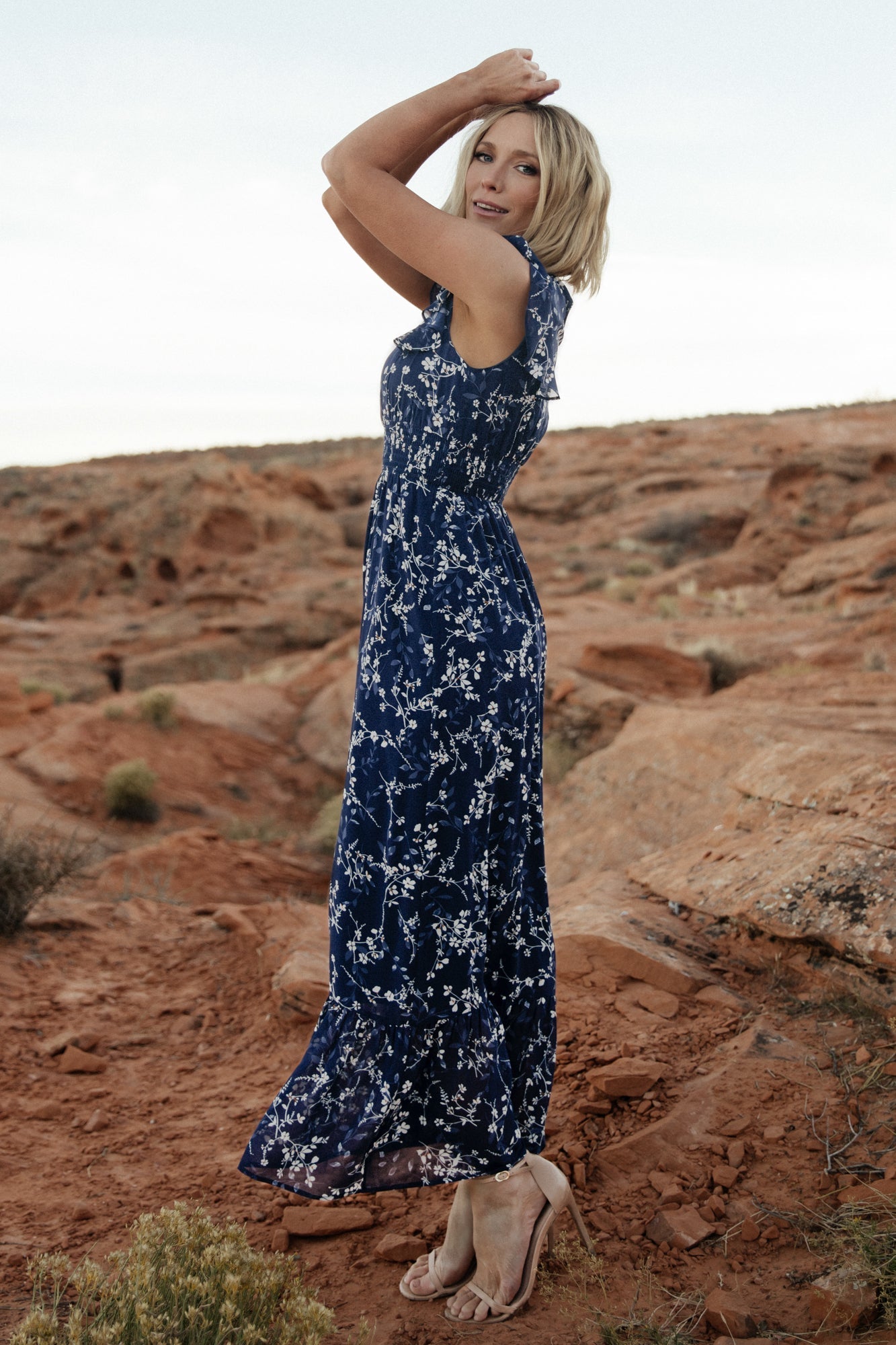 Kearny Ruffle Maxi Dress | Blue Floral - Baltic Born