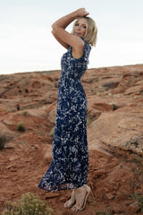 Kearny Ruffle Maxi Dress | Blue Floral - Baltic Born