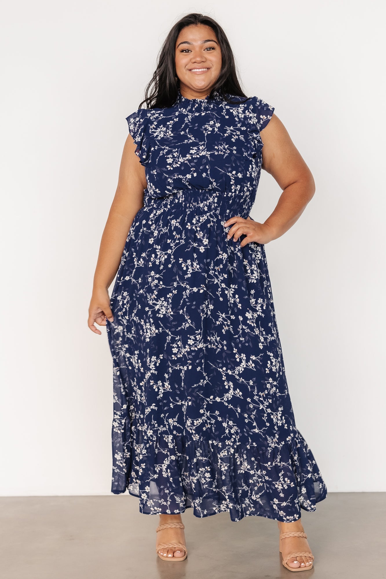Kearny Ruffle Maxi Dress | Blue Floral - Baltic Born