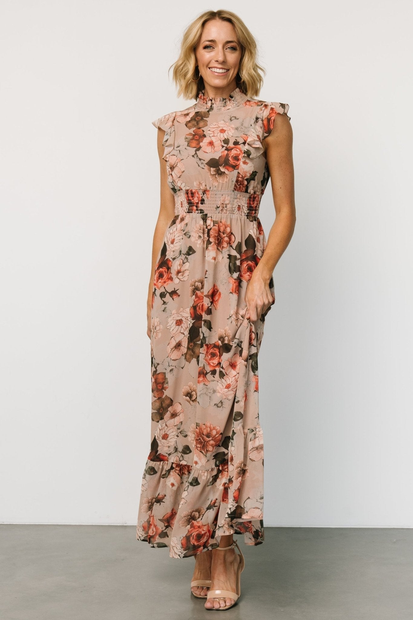 Kearny Ruffle Maxi Dress | Blush + Vintage Floral - Baltic Born
