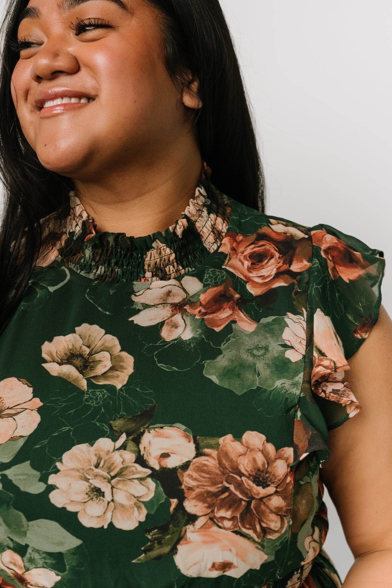 Kearny Ruffle Maxi Dress | Dark Green Floral - Baltic Born