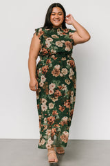 Kearny Ruffle Maxi Dress | Dark Green Floral - Baltic Born