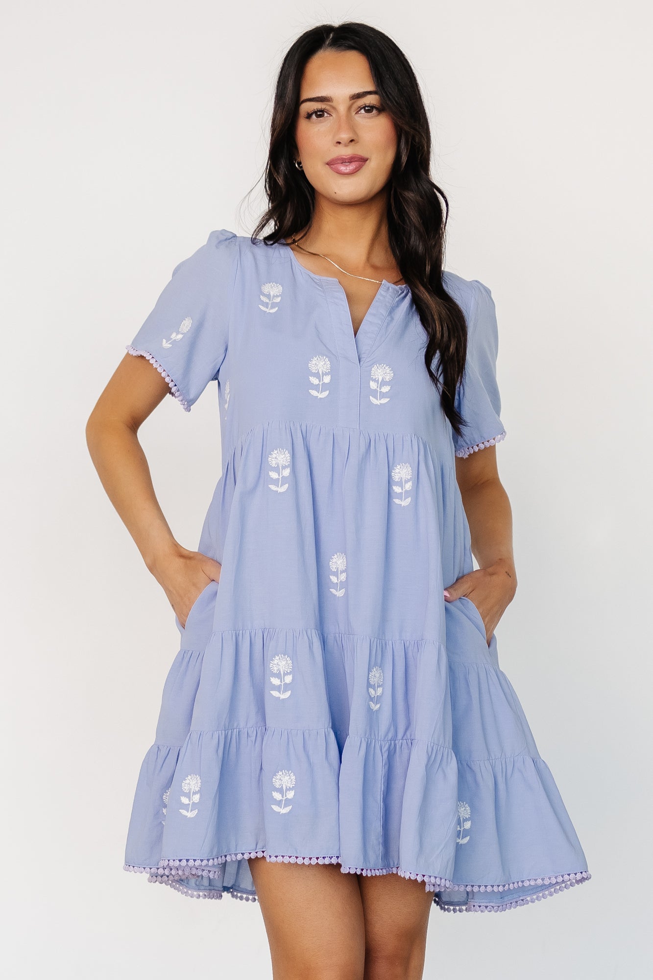 Keegan Short Dress | Blue + Ivory Floral - Baltic Born