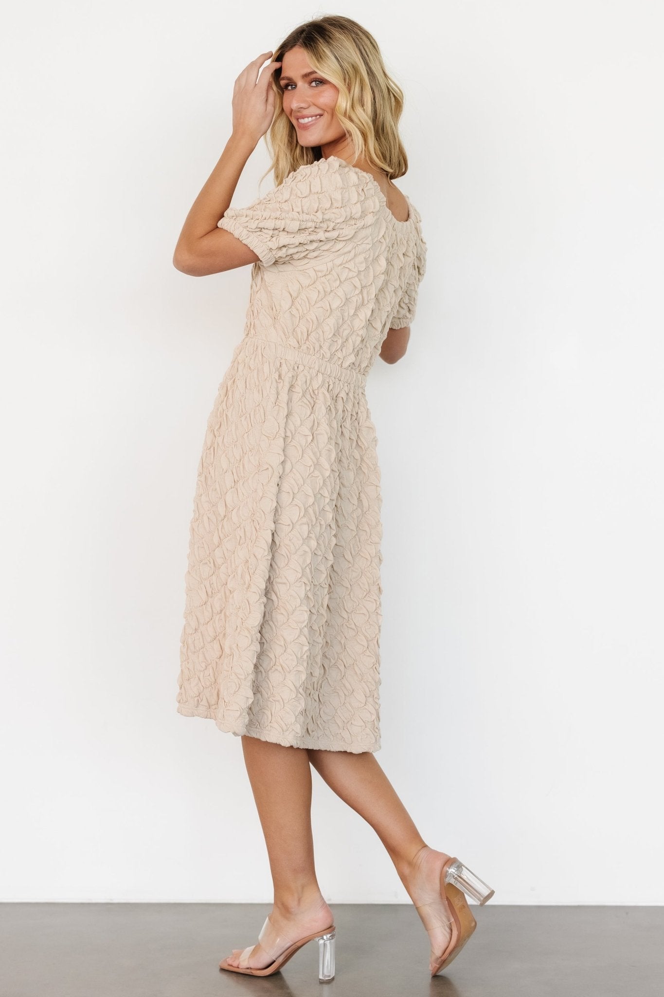 Keri Gathered Dress | Light Taupe - Baltic Born
