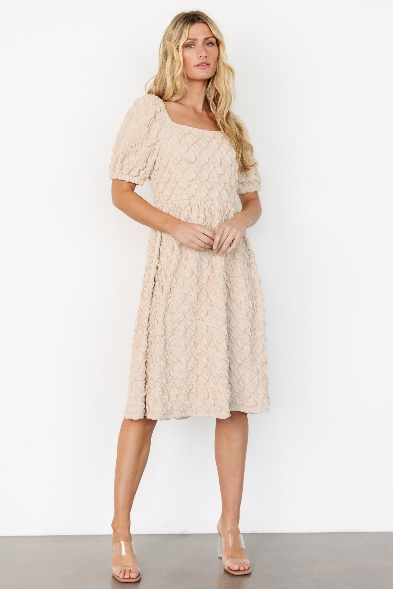 Keri Gathered Dress | Light Taupe - Baltic Born