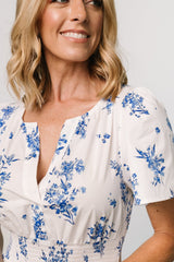 Kiana Poplin Maxi Dress | Off White + Blue - Baltic Born