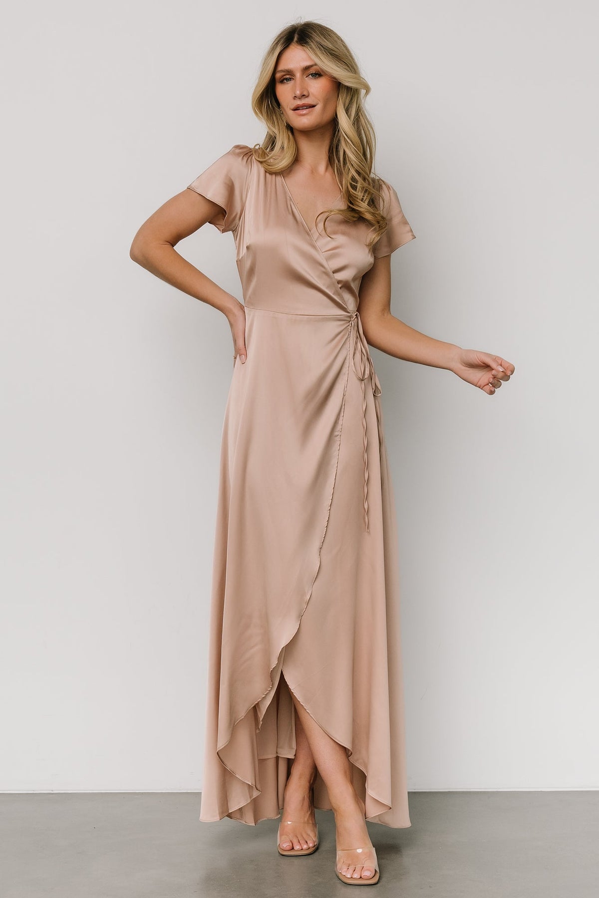 Krystal Satin Wrap Gown | Champagne - Baltic Born