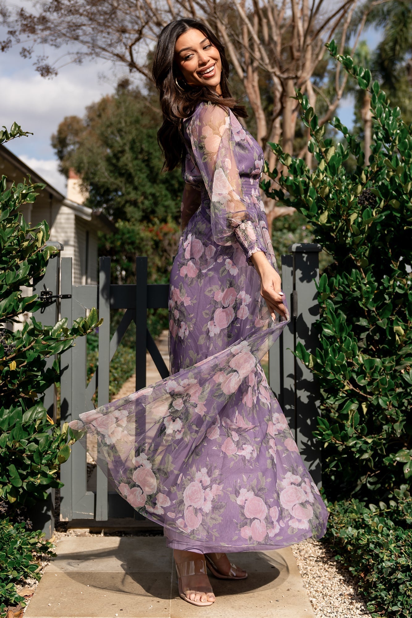 Layla Tulle Maxi Dress | Lavender + Blush Floral - Baltic Born