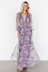 Layla Tulle Maxi Dress | Lavender + Blush Floral - Baltic Born